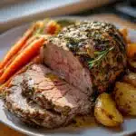 Classic roast beef with herbs Sunday dinner