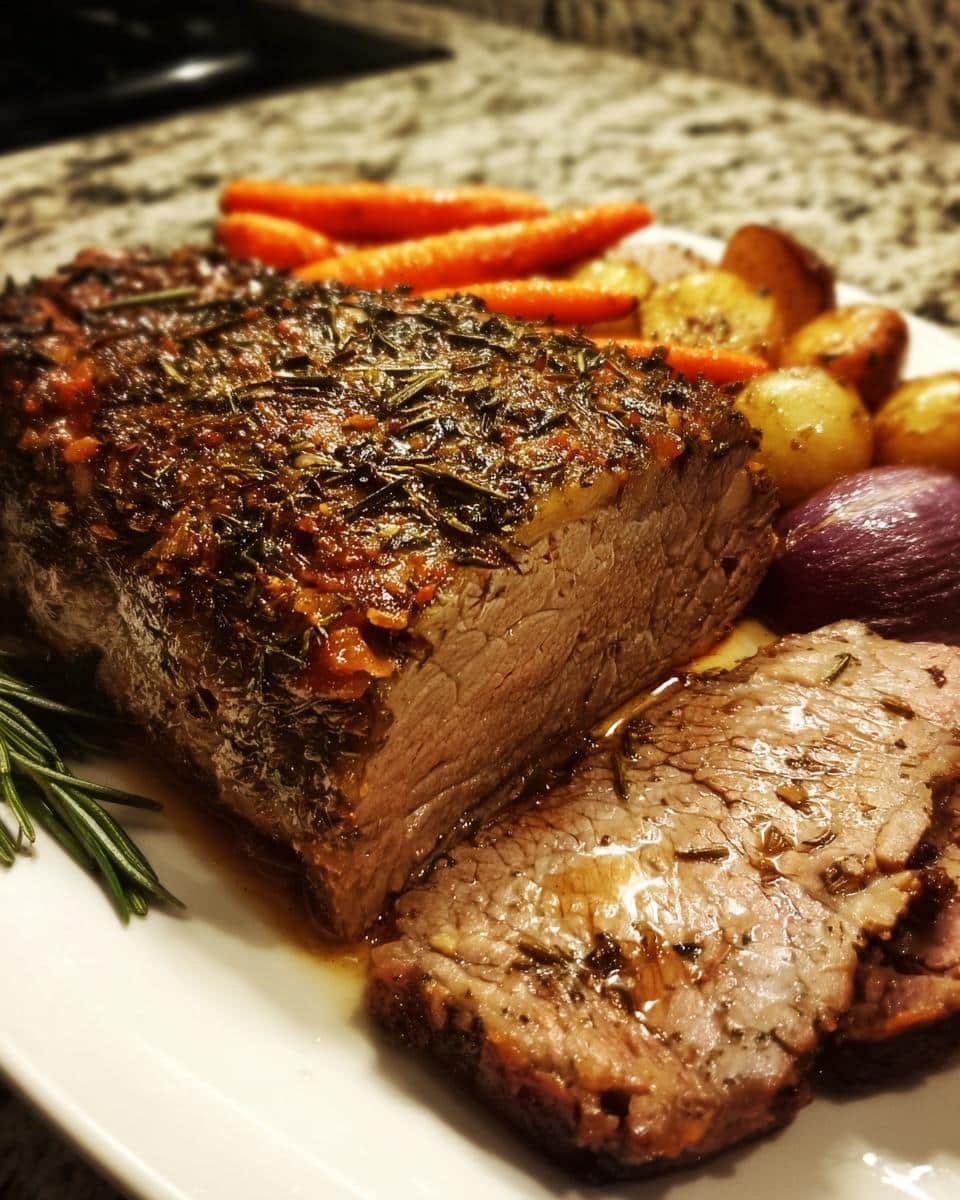 Classic roast beef with herbs Sunday dinner - detail 2