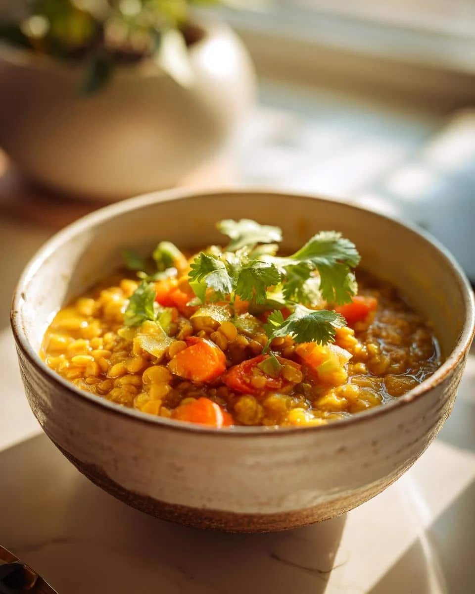 Coconut curry lentil stew - detail 1