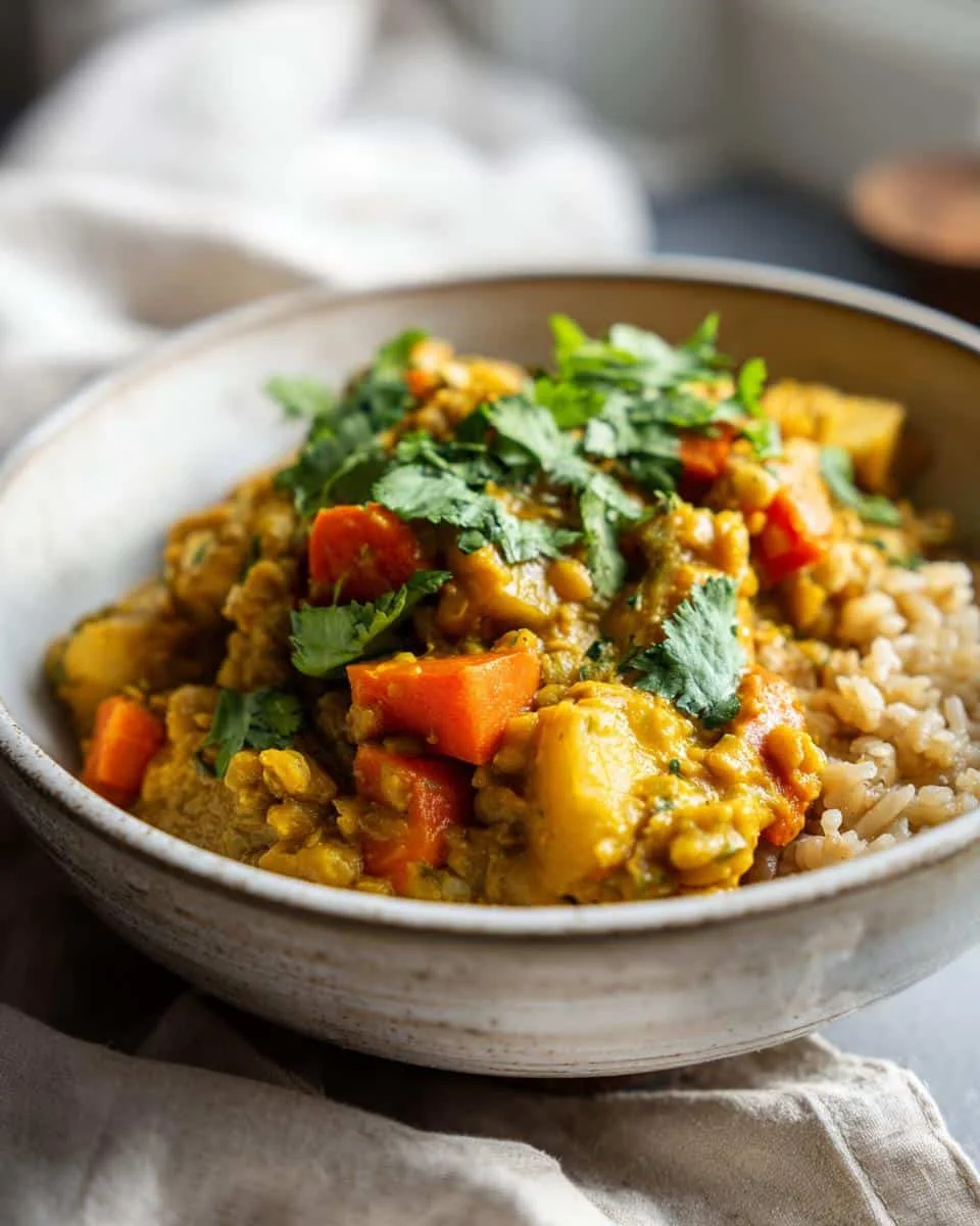 Coconut curry lentil stew - detail 2