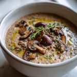 Creamy mushroom and lentil soup