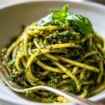 Creamy sunflower seed pesto pasta