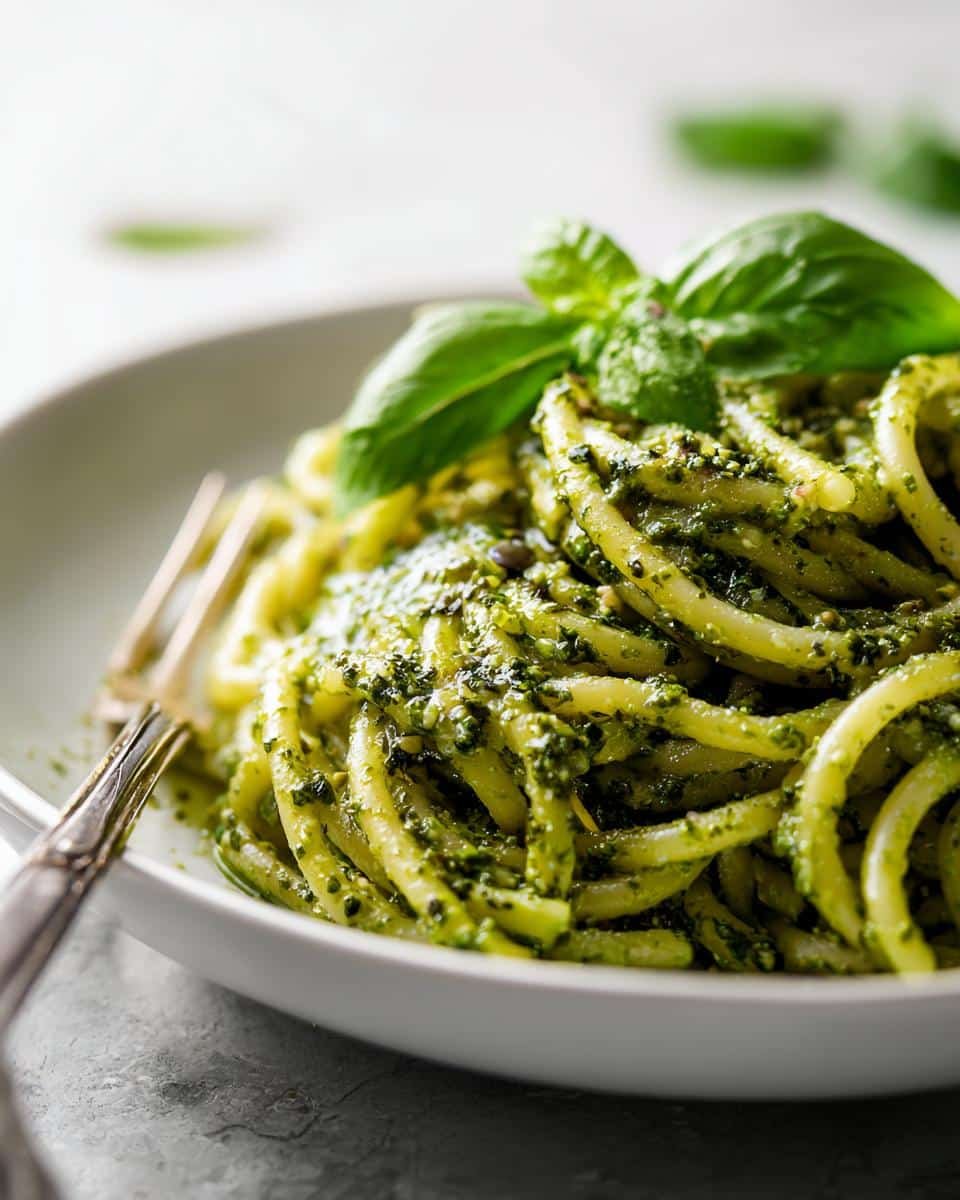 Creamy sunflower seed pesto pasta - detail 2