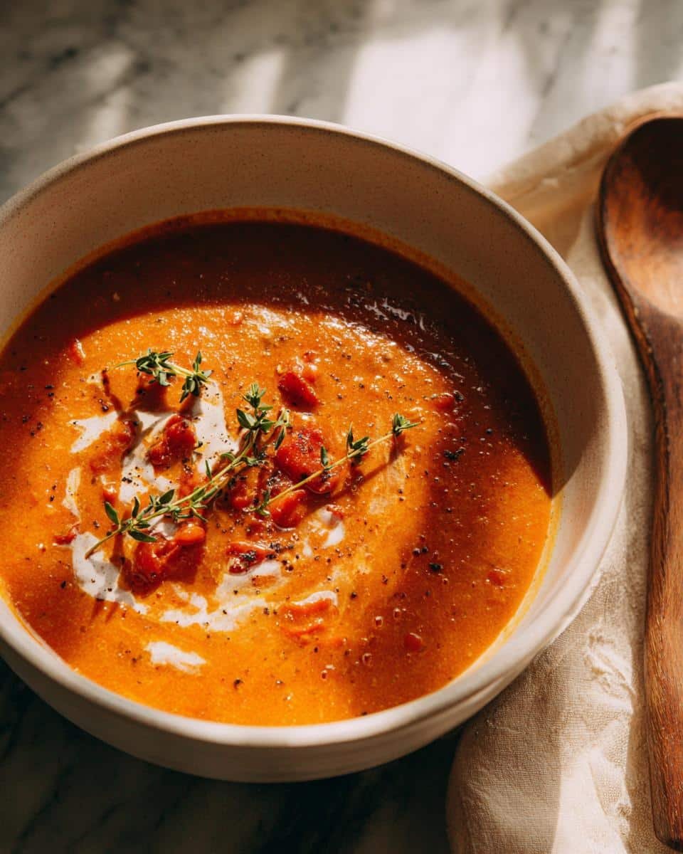 Creamy tomato and lentil soup - detail 1