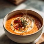 Creamy tomato and lentil soup