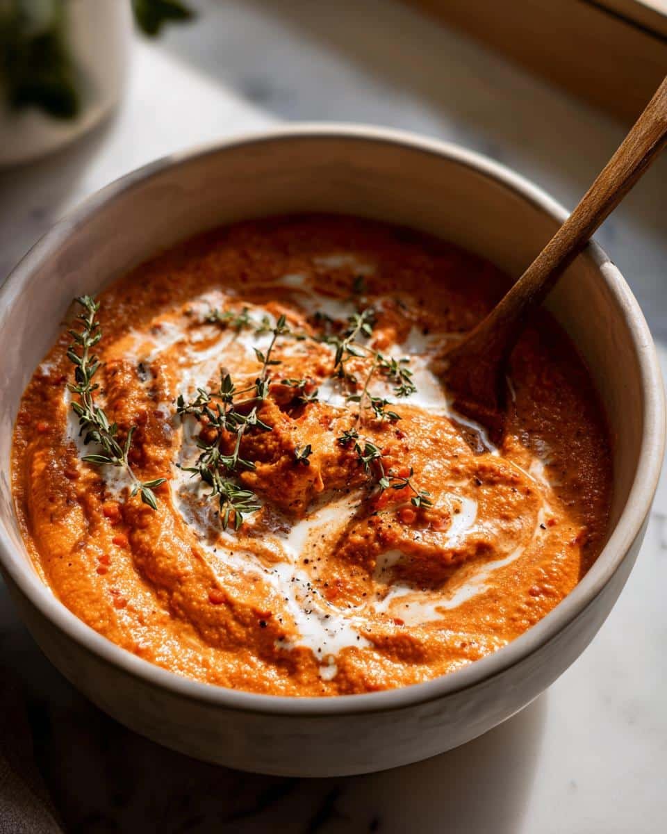 Creamy tomato and lentil soup - detail 2