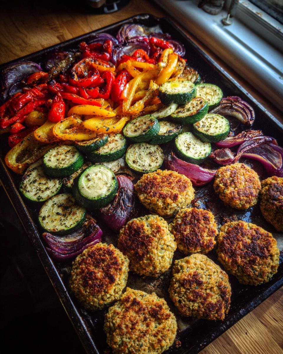 Falafel tray bake sheet pan dinner - detail 1