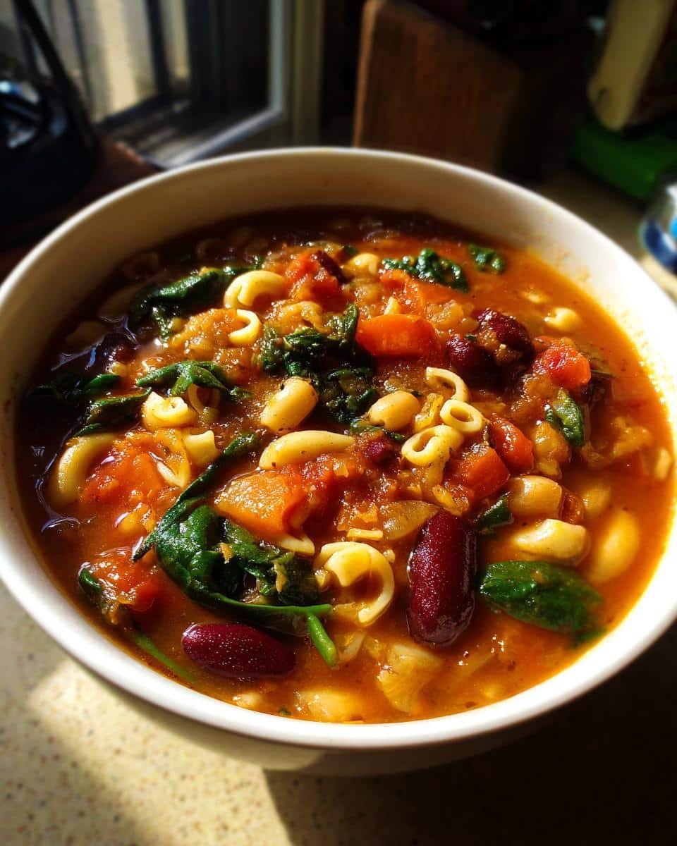 Hearty minestrone soup vegan family dinner​ - detail 1