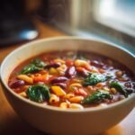 Hearty minestrone soup vegan family dinner​