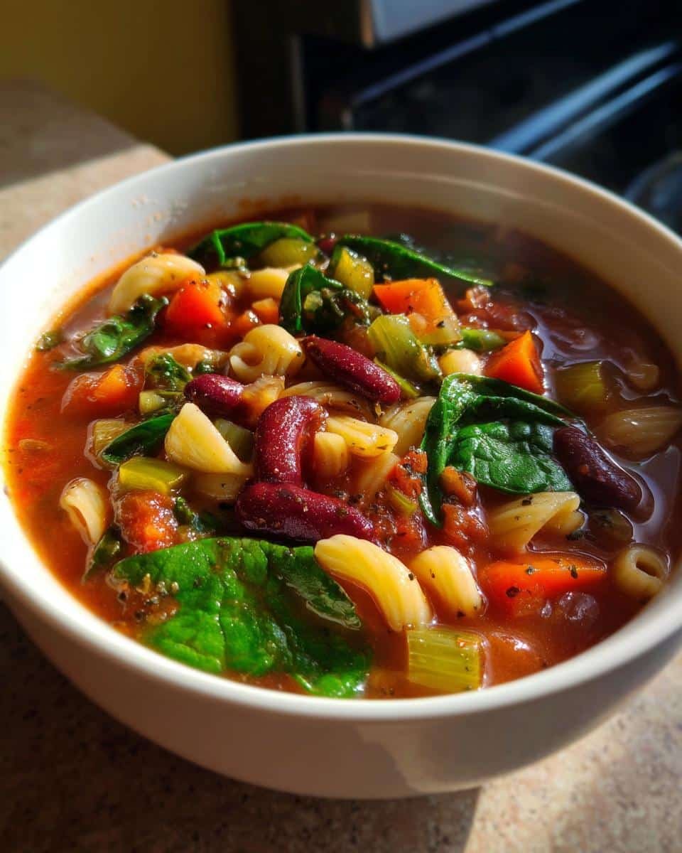 Hearty minestrone soup vegan family dinner​ - detail 2