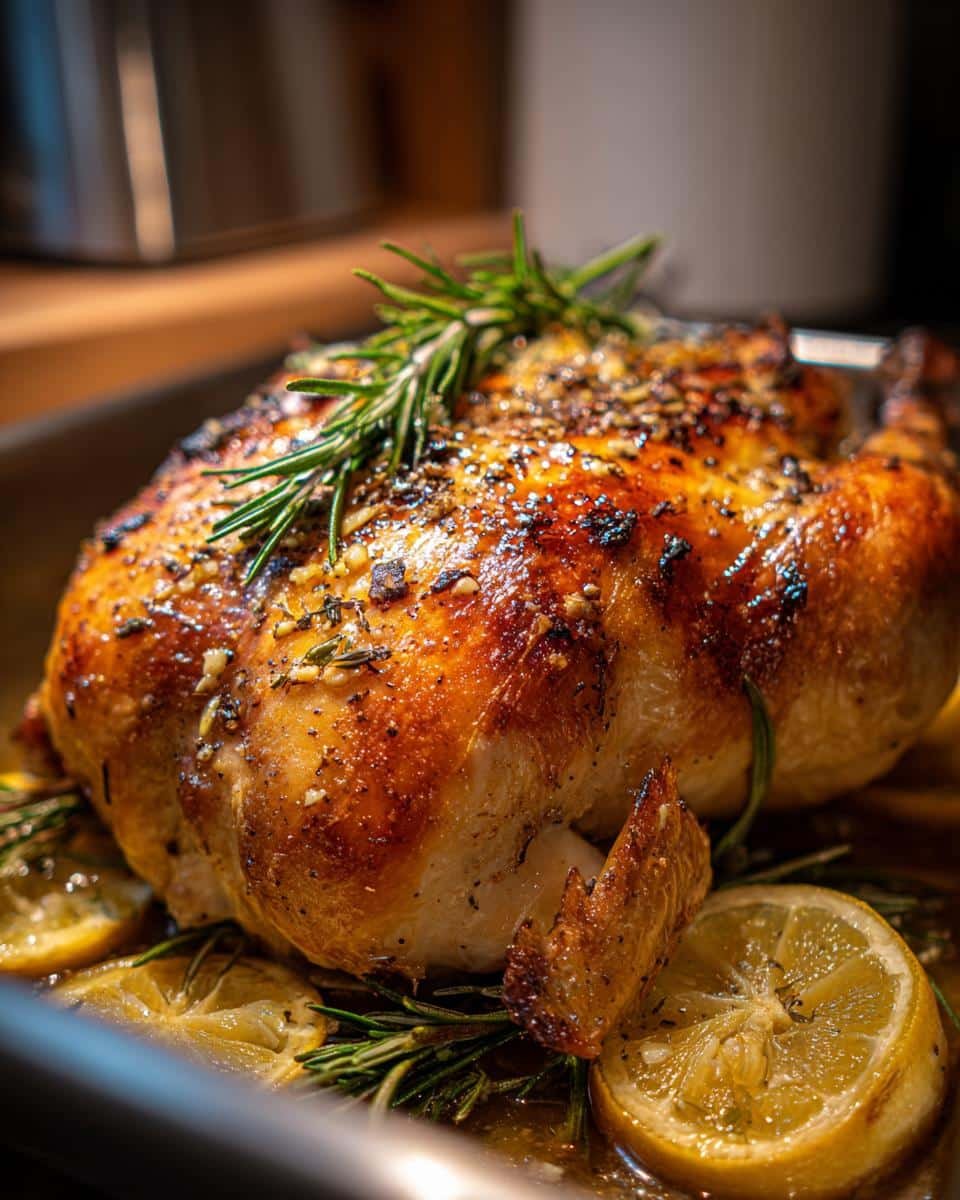 Lemon rosemary roasted whole chicken Sunday family roast - detail 2