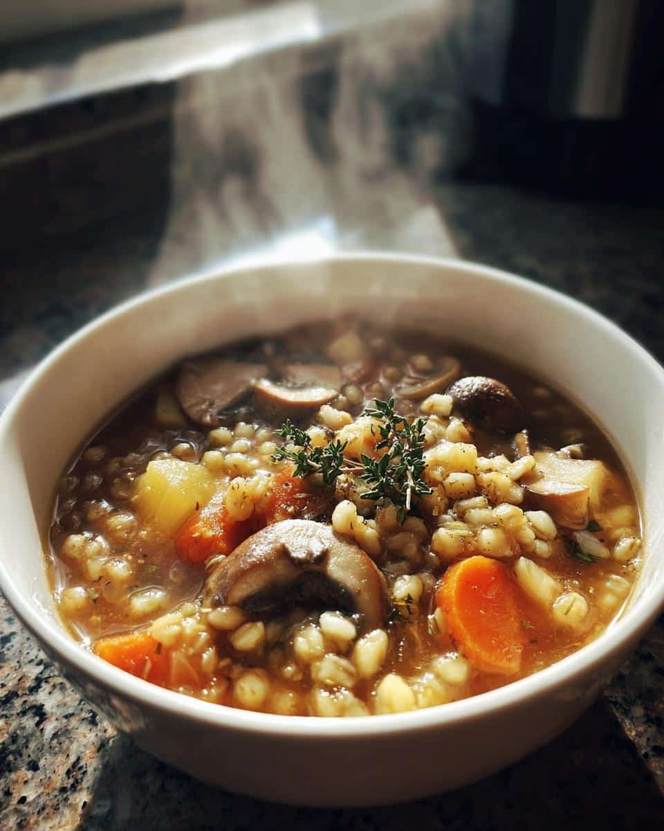 Mushroom barley soup one pot meal - detail 1