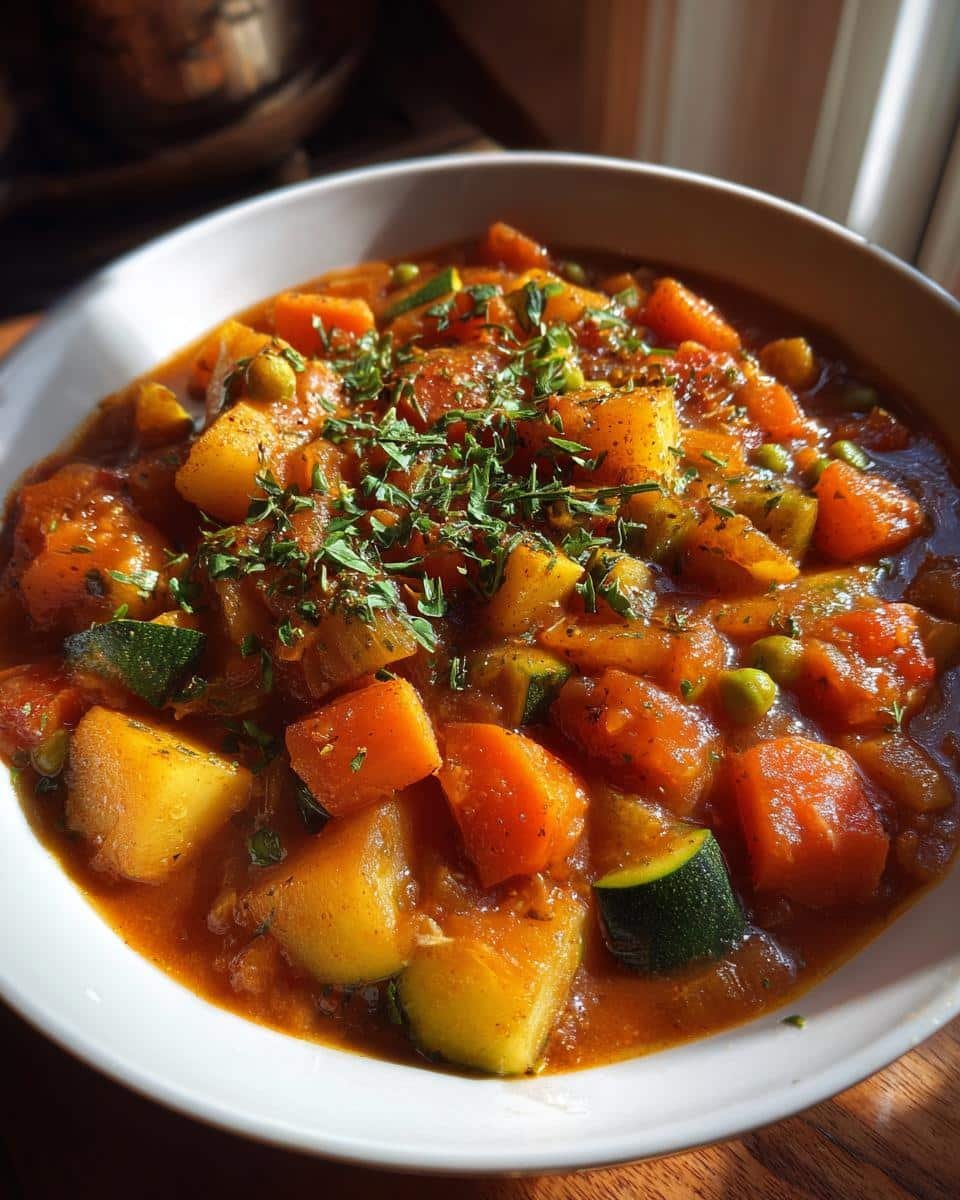 One pot vegetable stew family dinner - detail 1