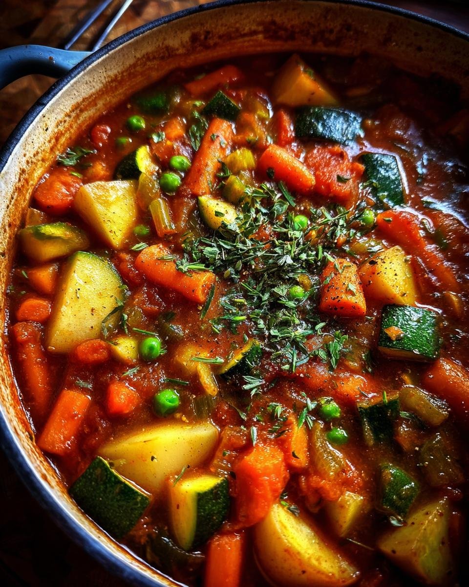 One pot vegetable stew family dinner - detail 2