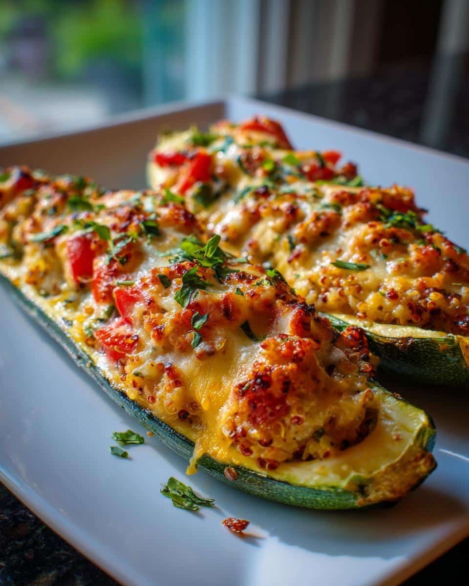 Quinoa stuffed zucchini boats healthy family meal​ - detail 3