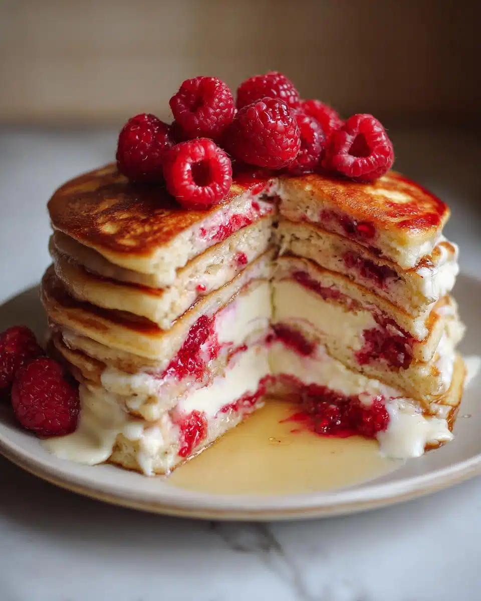 Raspberry Cheesecake Pancakes