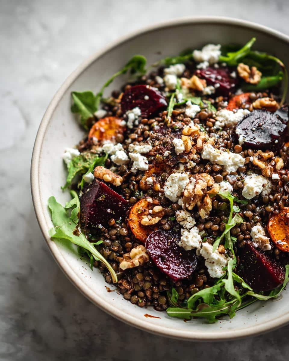 Roasted beet and lentil salad - detail 1