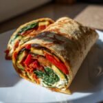 Roasted vegetable and hummus wrap