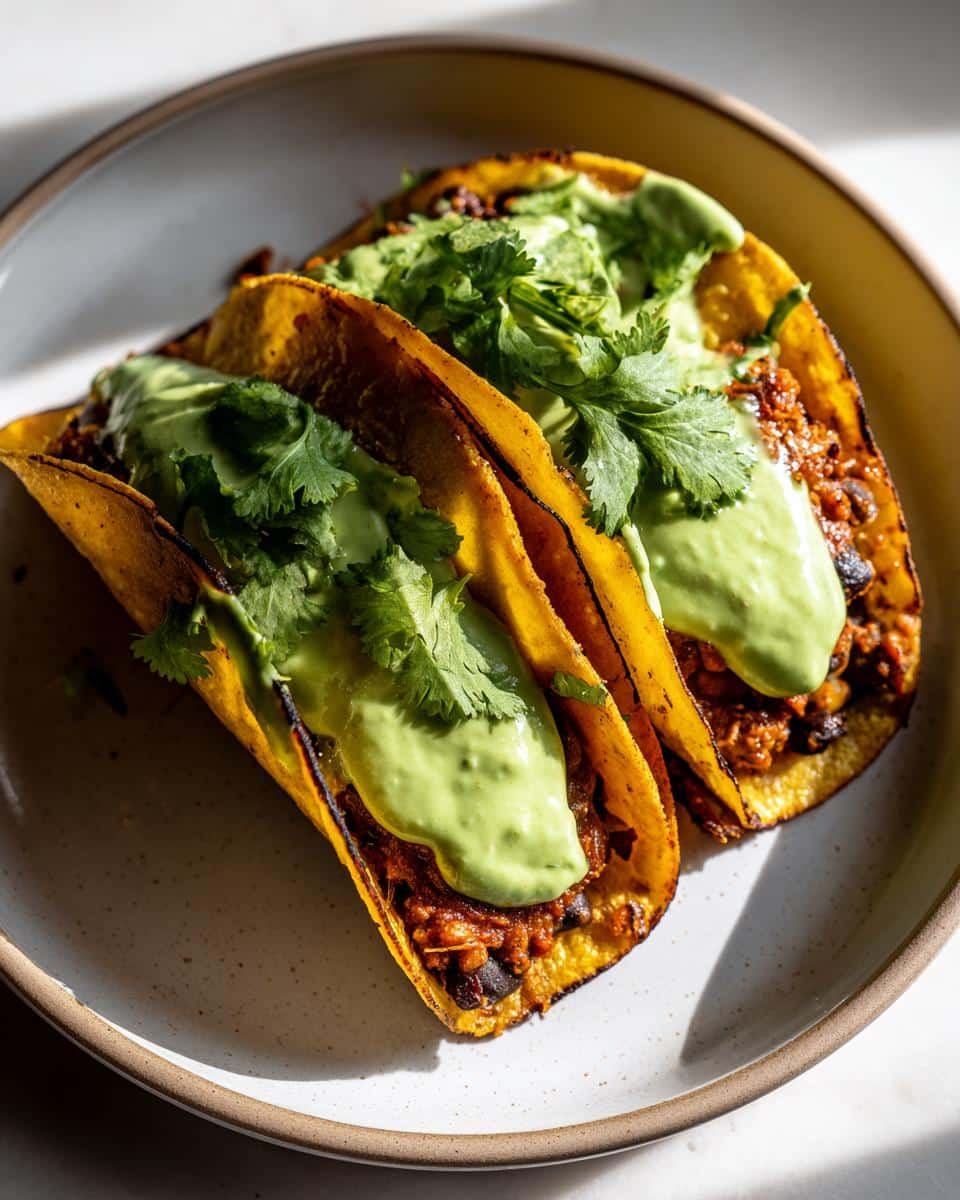 25-Minute Spicy Black Bean Tacos with Divine Avocado Crema
