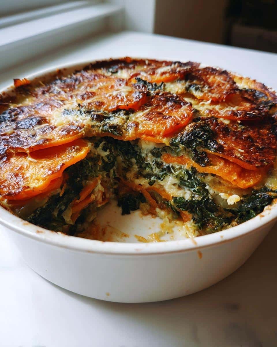 Sweet potato and kale gratin healthy family side​ - detail 2