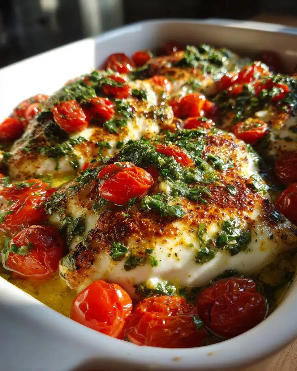 “4-Ingredient Tomato Basil Chicken Bake – Juicy & Irresistible”