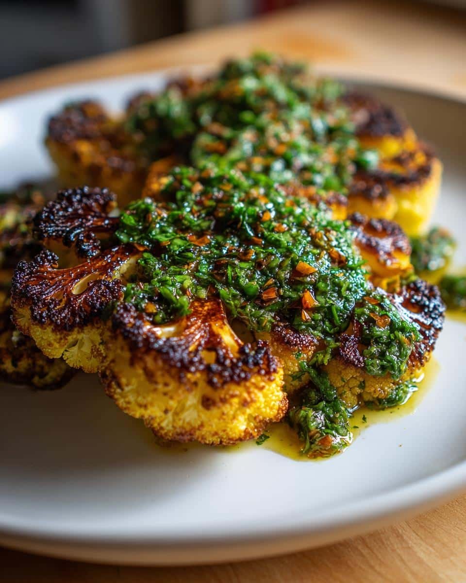 Vegan cauliflower steak with chimichurri - detail 1