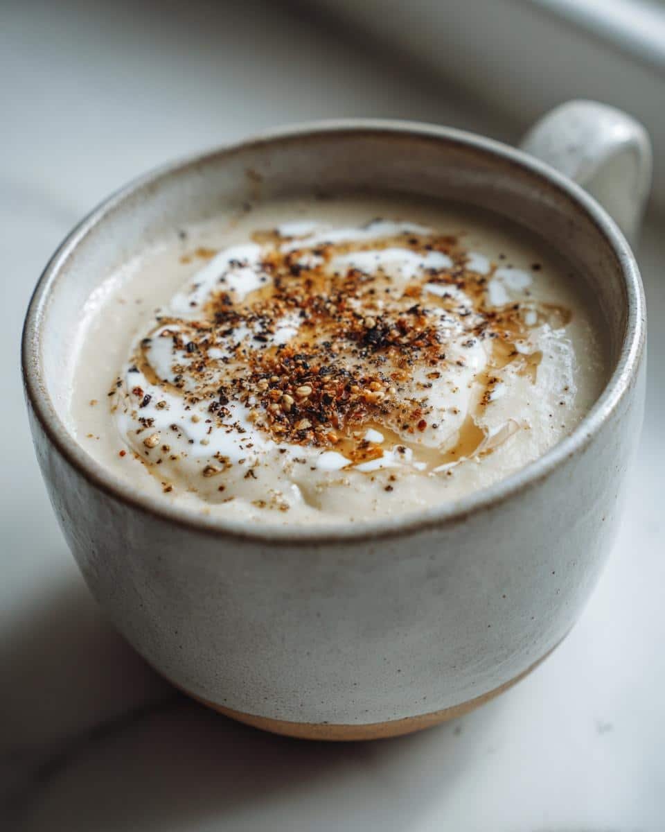 Vegan creamy cauliflower soup comfort bowl​ - detail 1