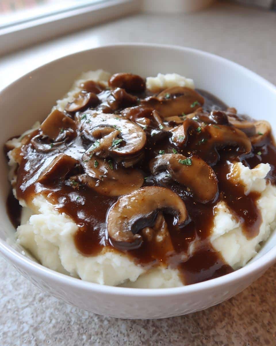 Vegan gravy mushroom for mashed potatoes - detail 1