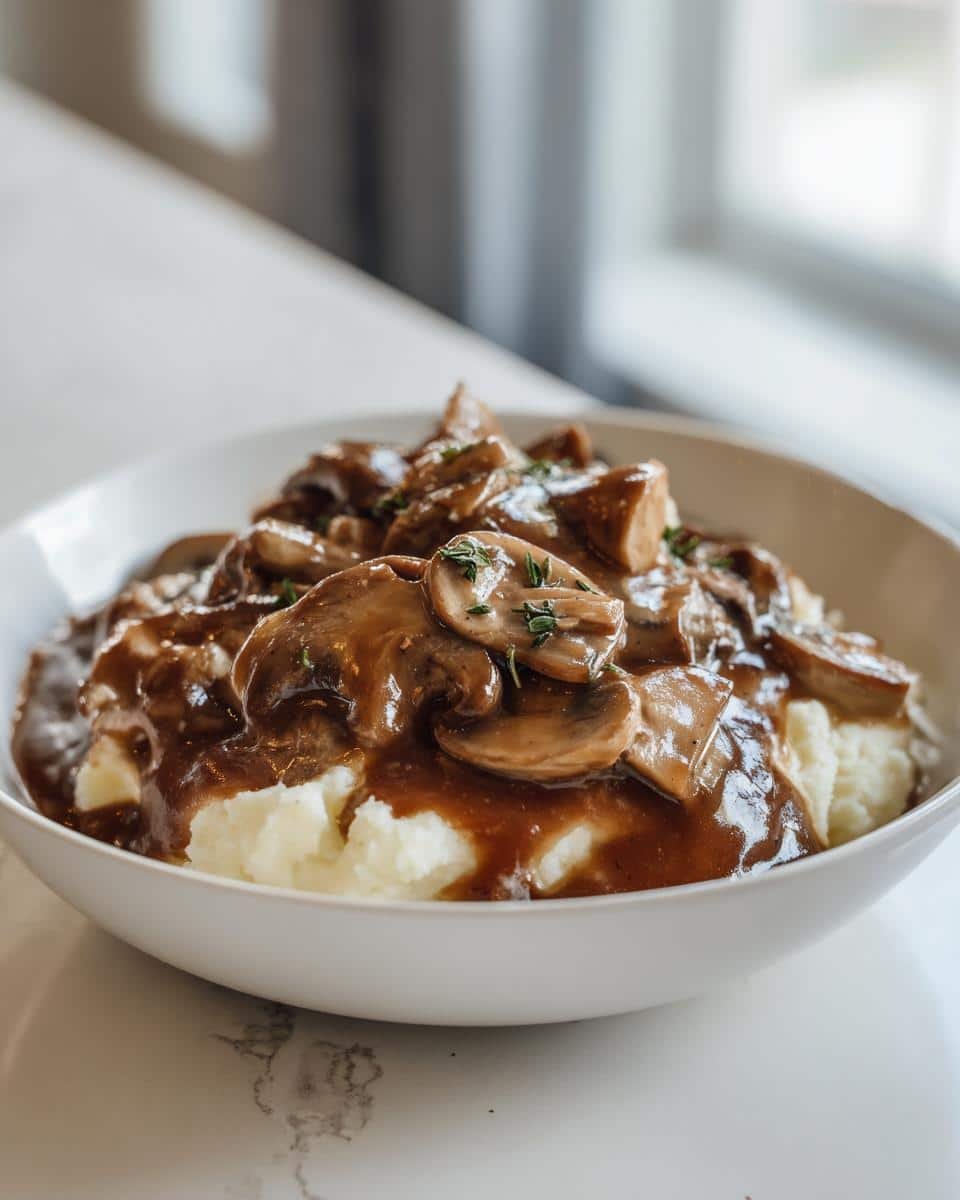 Vegan gravy mushroom for mashed potatoes - detail 2