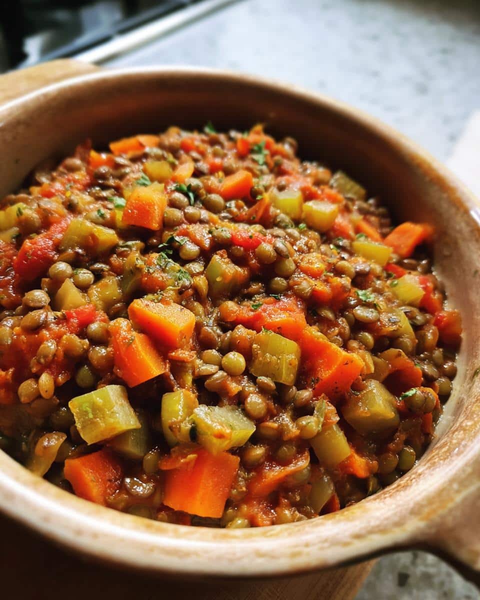 Vegan lentil and vegetable casserole - detail 1