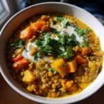 Vegan lentil and vegetable curry