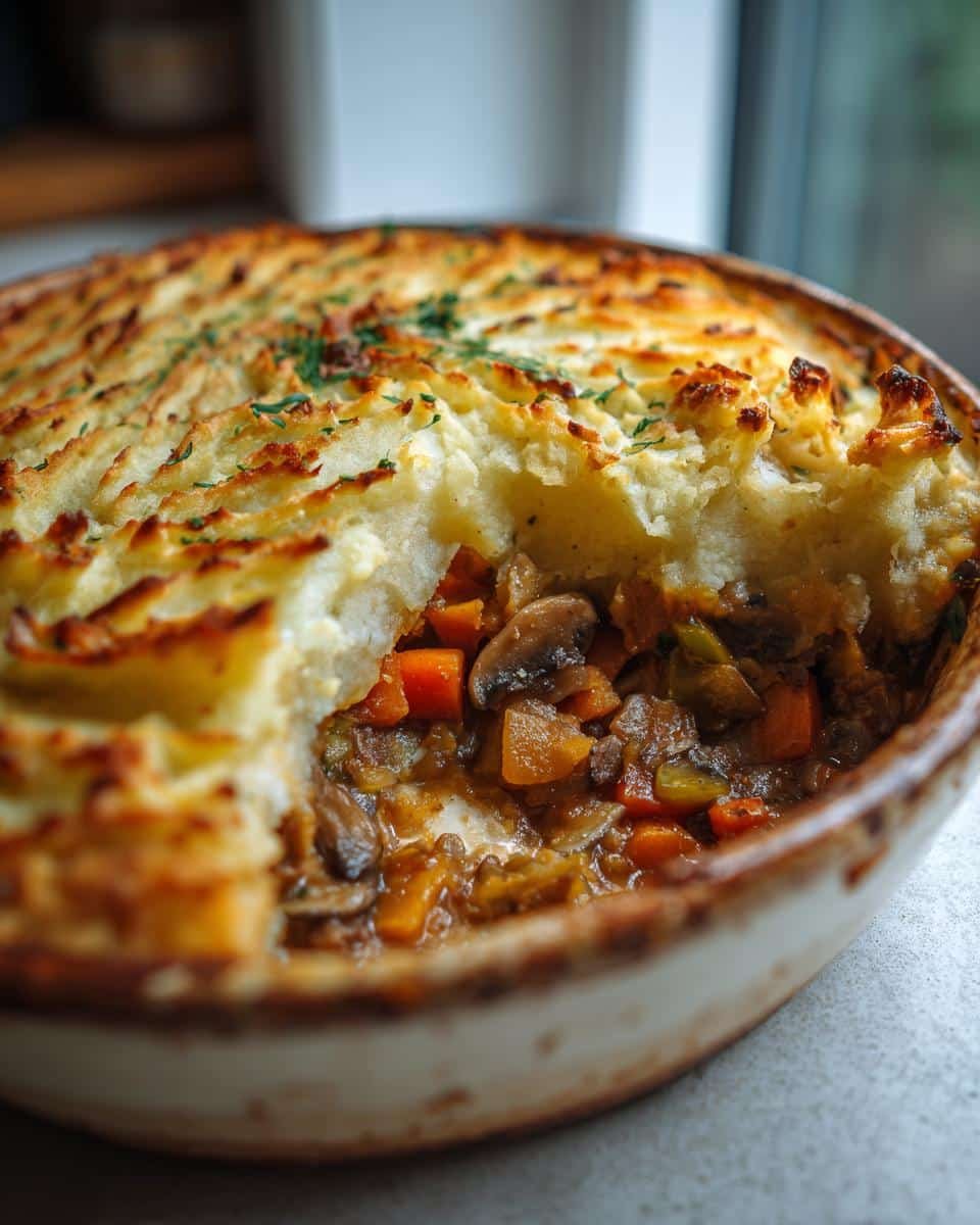 Vegan mushroom and lentil shepherd’s pie - detail 1