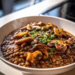 Vegan mushroom and lentil stew