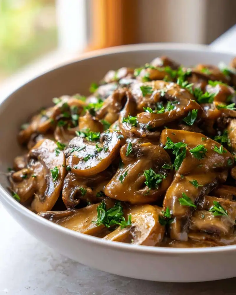 Vegan mushroom stroganoff - detail 1
