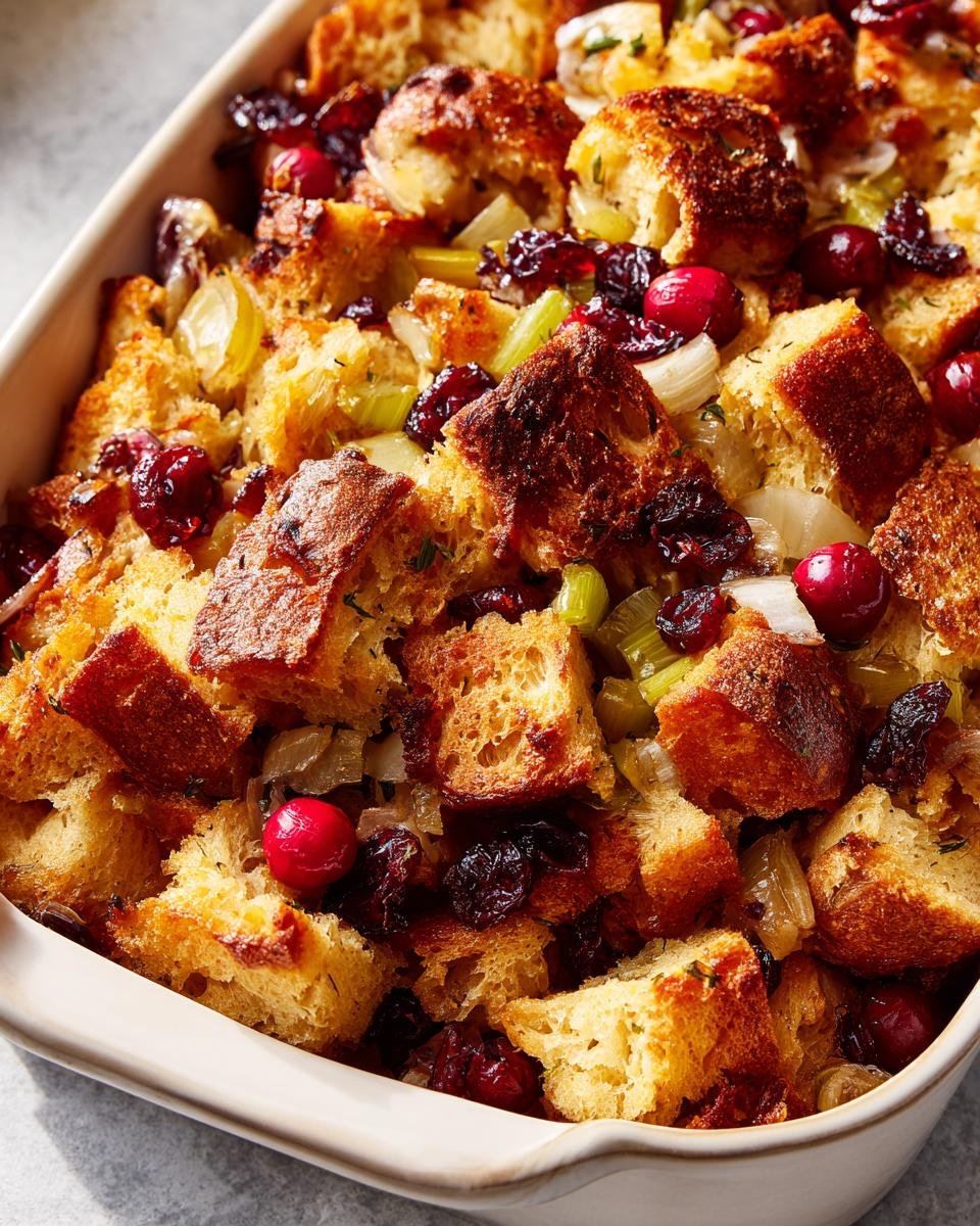 Vegan stuffing with cranberries Thanksgiving - detail 2