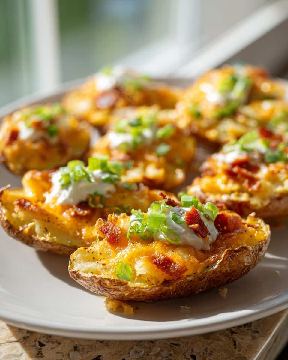 Crispy Breakfast Potato Skins with Cheesy Bacon Bliss