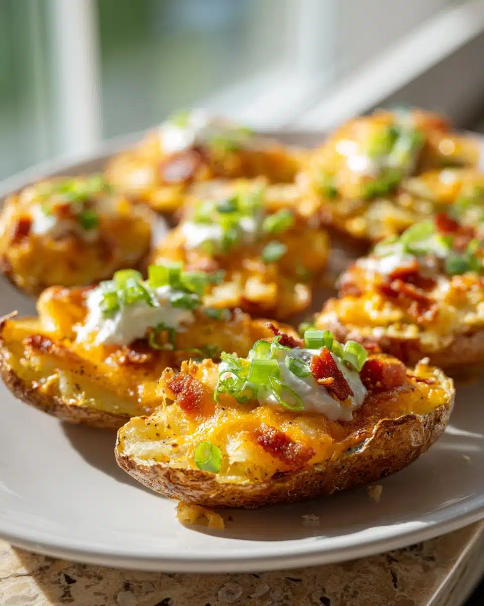 Crispy Breakfast Potato Skins with Cheesy Bacon Bliss