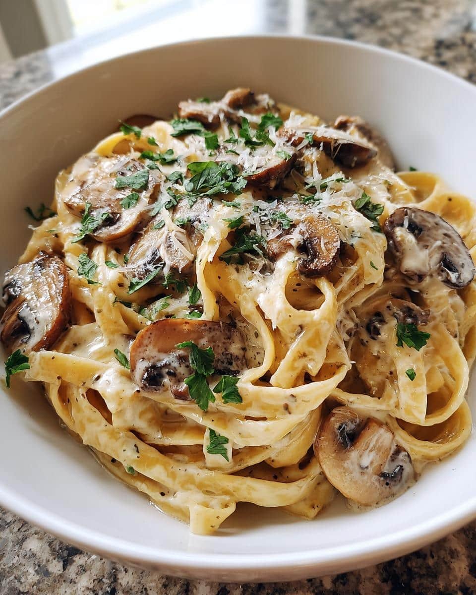 Mushroom Alfredo Pasta - detail 1