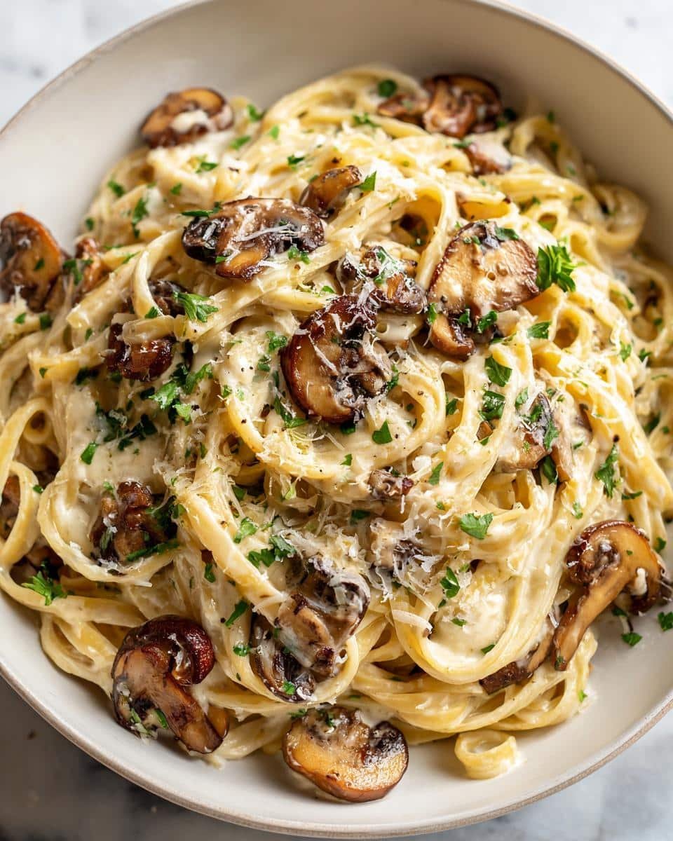 Mushroom Alfredo Pasta - detail 2