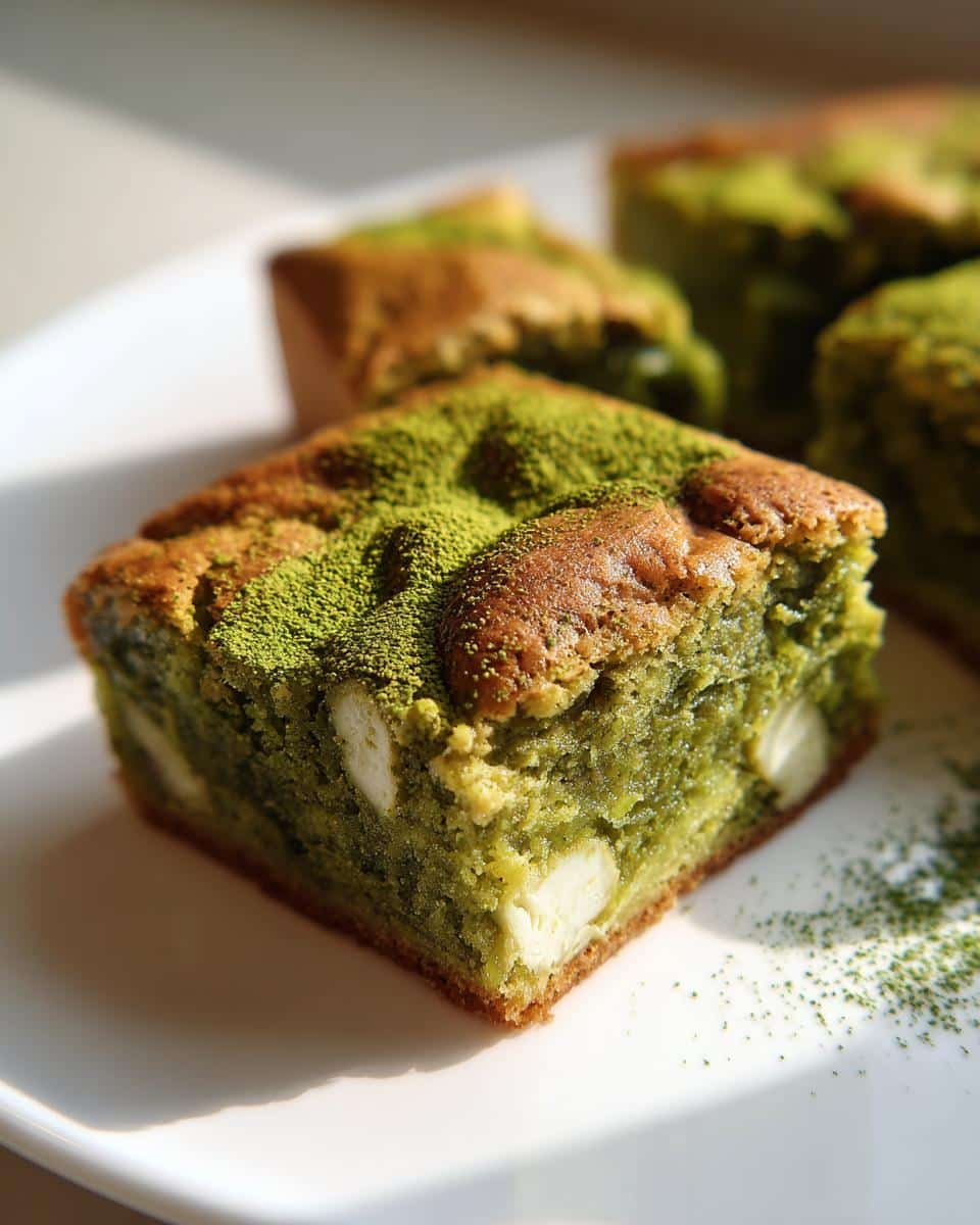 1-Bowl Matcha White Chocolate Gluten-Free Blondies in 30 Minutes