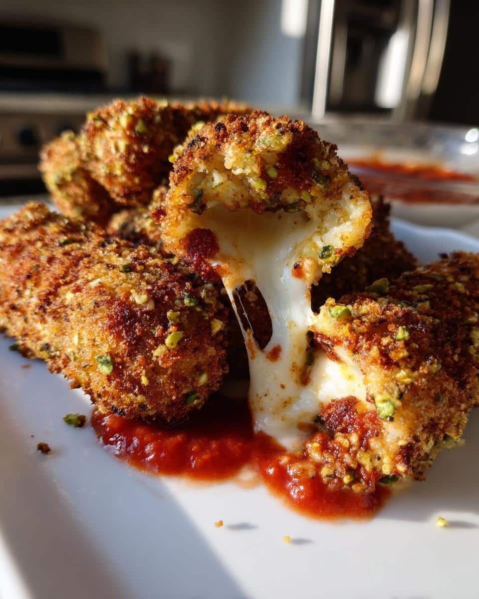 Pistachio Crusted Gluten-Free Mozzarella Sticks - detail 1