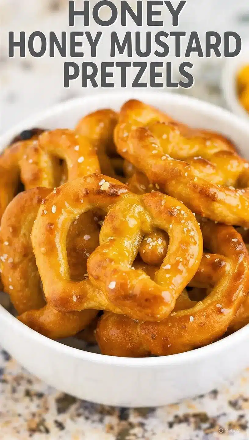 Gluten free honey mustard pretzels on a plate, perfect for snacking.