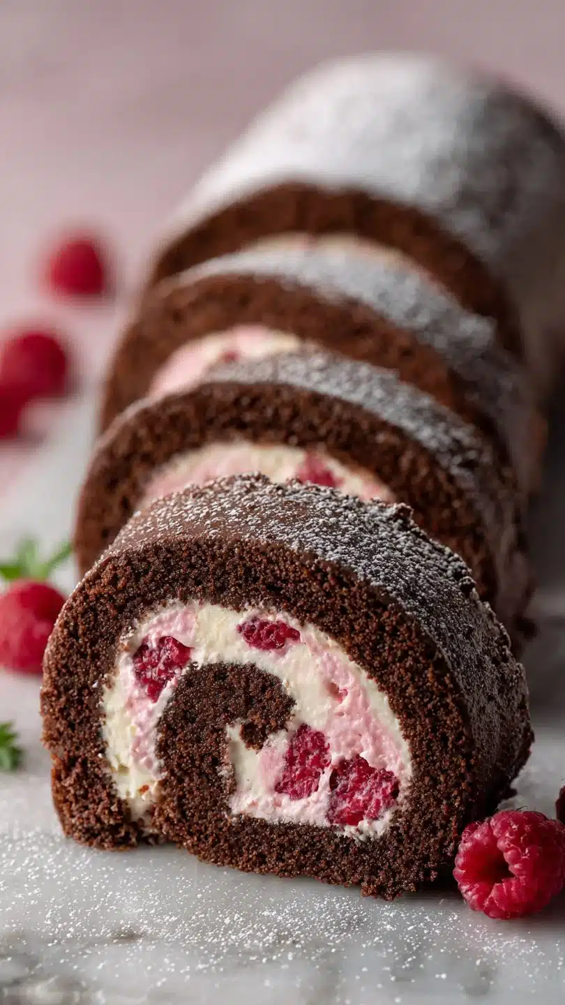 Gluten Free Chocolate Raspberry Swiss Roll